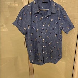 MAD Engine Blue Casual Button Down Shirt